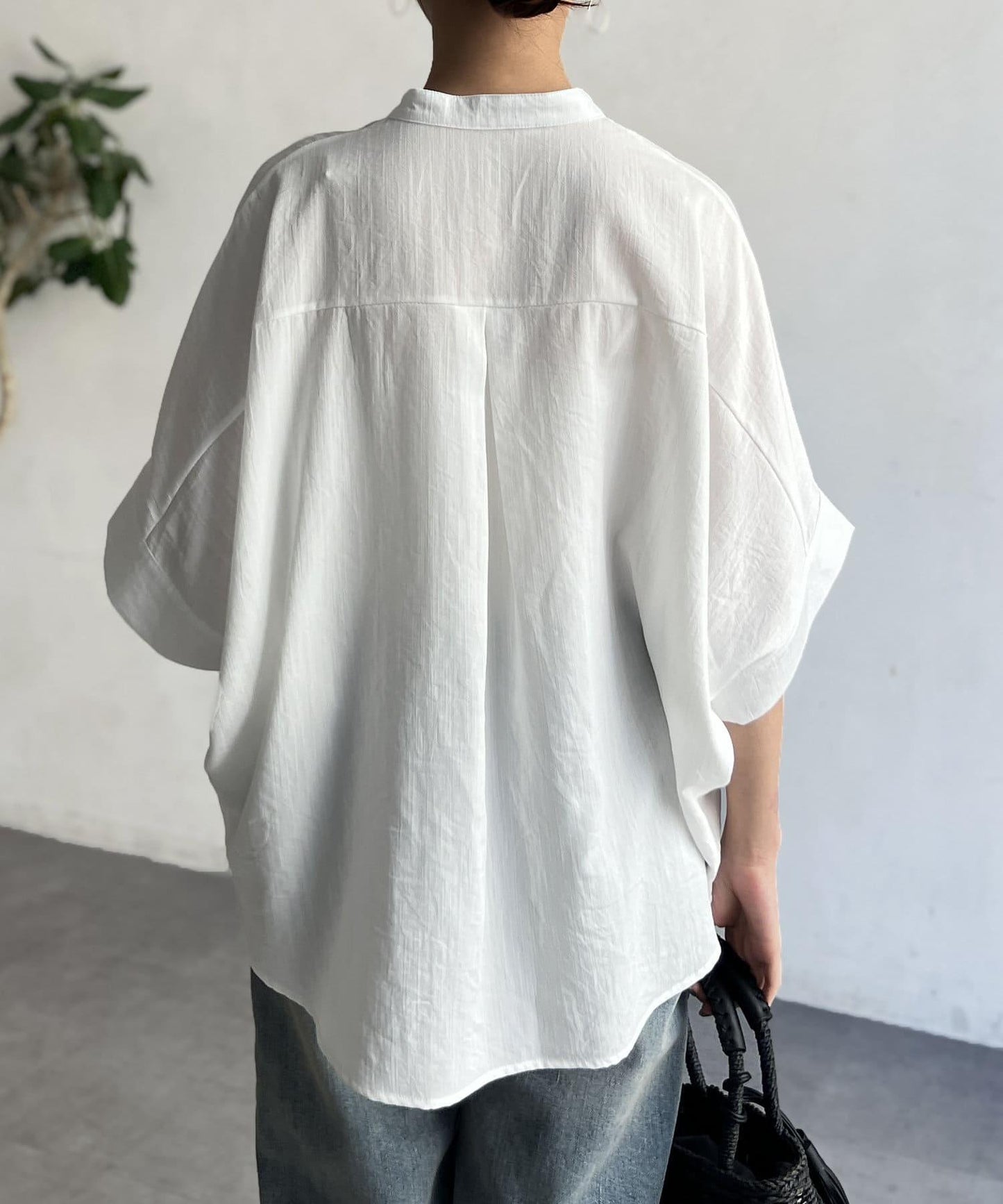 亞麻質感捲袖翻領襯衫