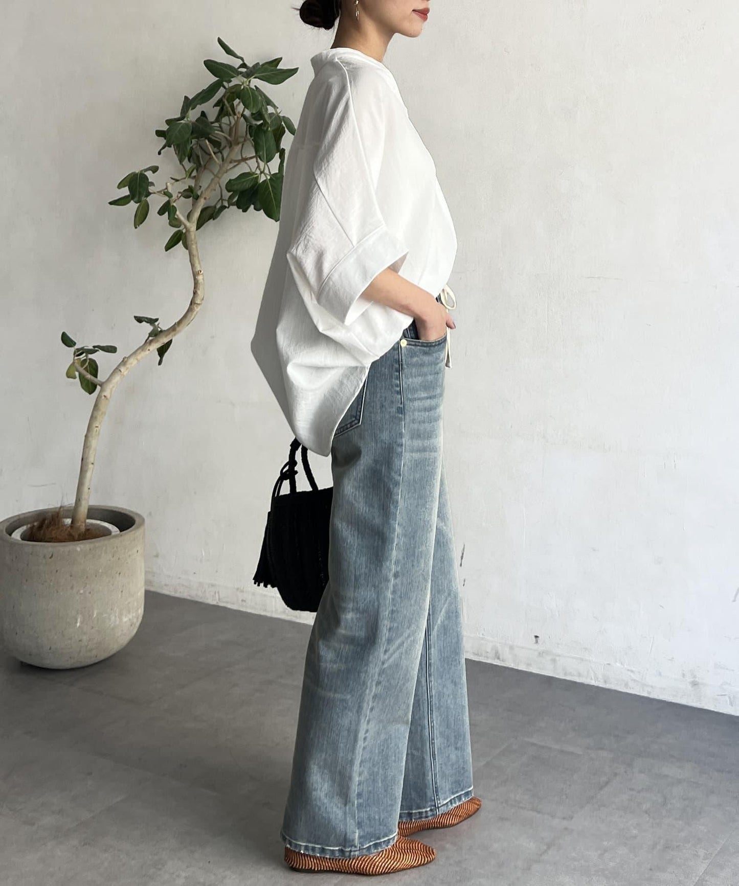 亞麻質感捲袖翻領襯衫