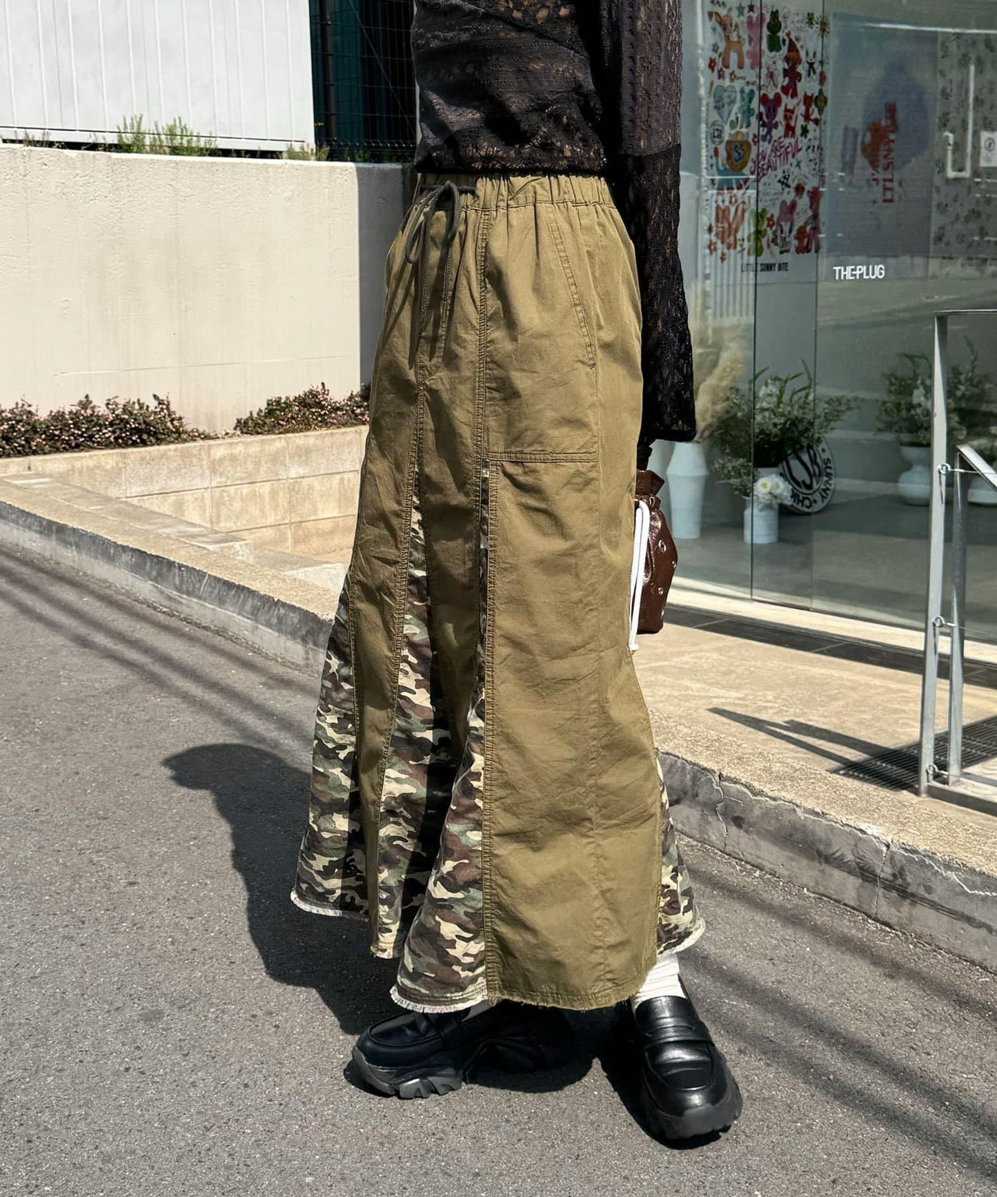 迷彩圖案拼接軍裝裙