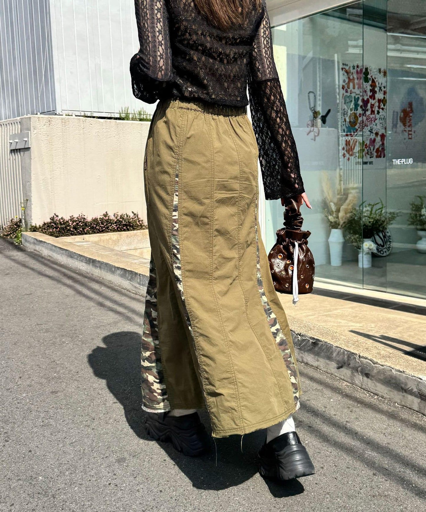 迷彩圖案拼接軍裝裙