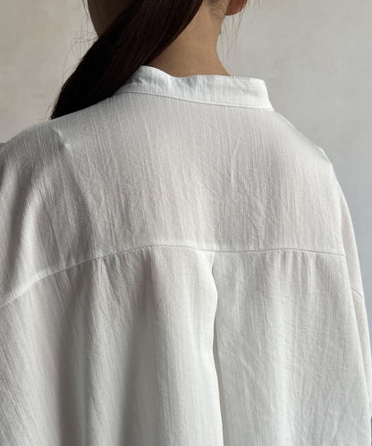 亞麻質感捲袖翻領襯衫