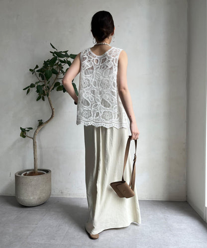 刺繡前後兩用蕾絲背心