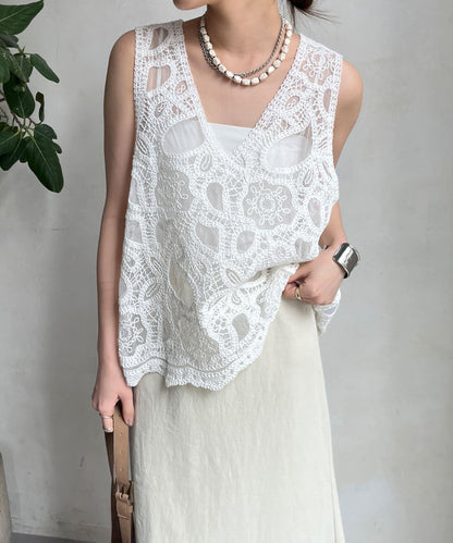 刺繡前後兩用蕾絲背心