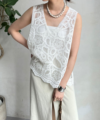 刺繡前後兩用蕾絲背心