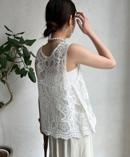 刺繡前後兩用蕾絲背心