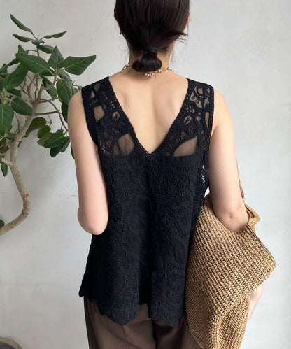 刺繡前後兩用蕾絲背心