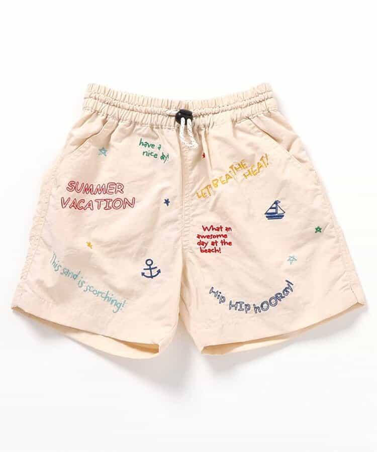 水陸兩用雙色刺繡半褲 4分褲