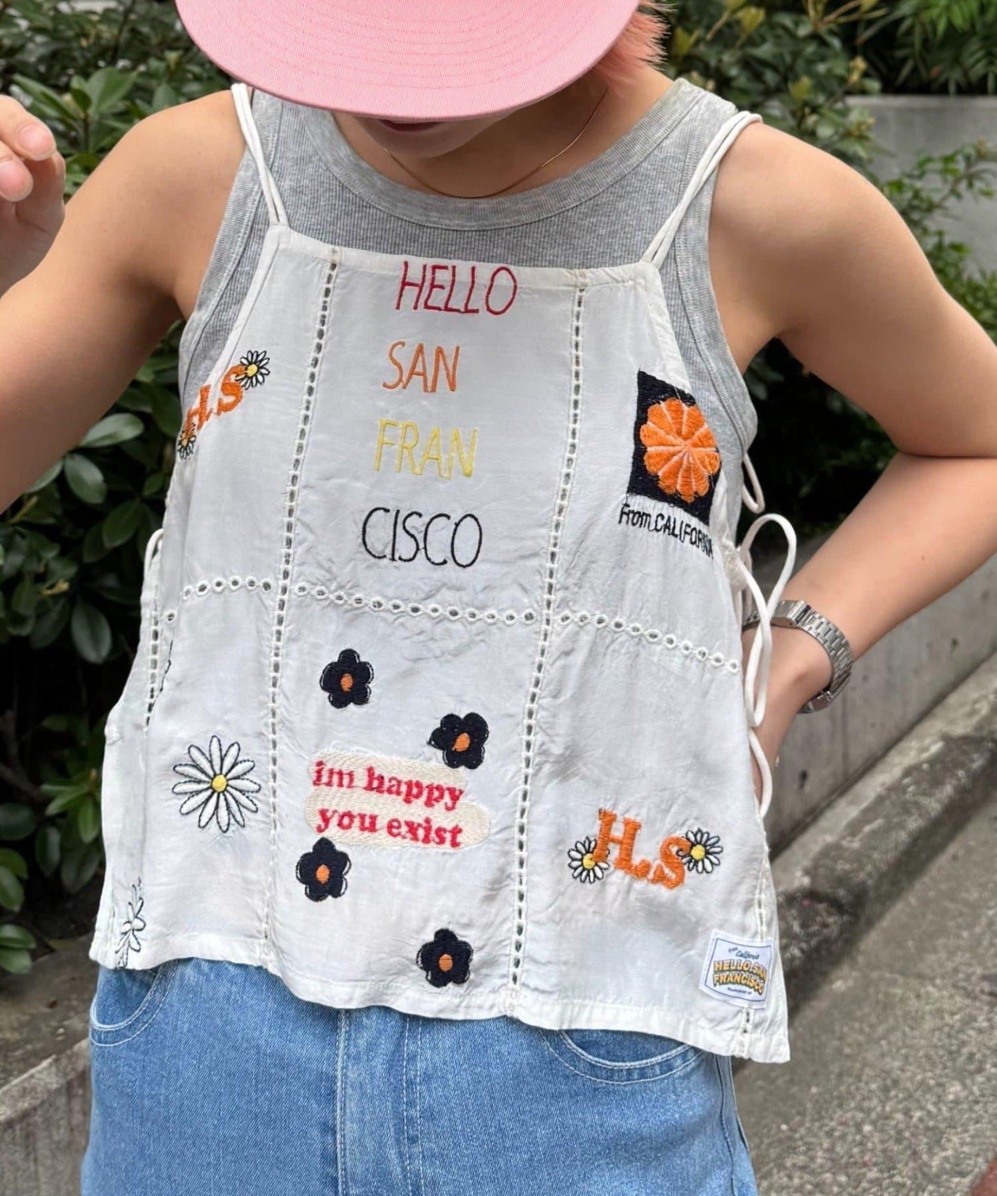 【HELLO.SANFRANCISCO/哈羅舊金山】原刺繡緞面吊帶