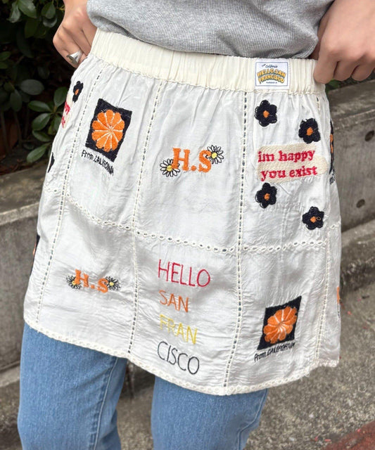 【HELLO.SANFRANCISCO/哈羅舊金山】原刺繡卷邊裙