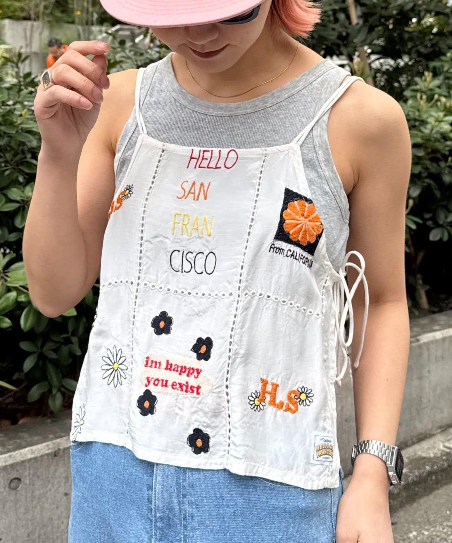 【HELLO.SANFRANCISCO/哈羅舊金山】原刺繡緞面吊帶