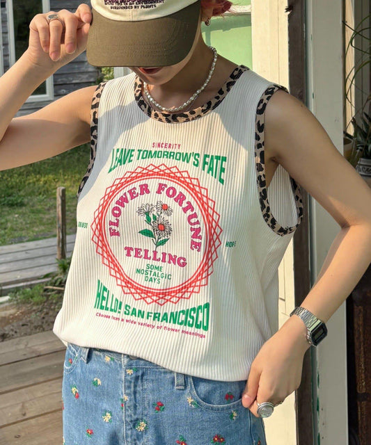 【HELLO.SANFRANCISCO】混搭豹紋拼接細管背心