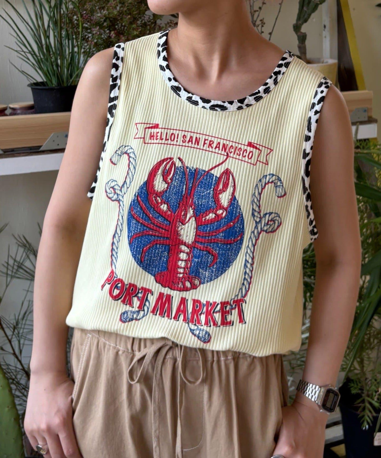 【HELLO.SANFRANCISCO】混搭豹紋拼接細管背心