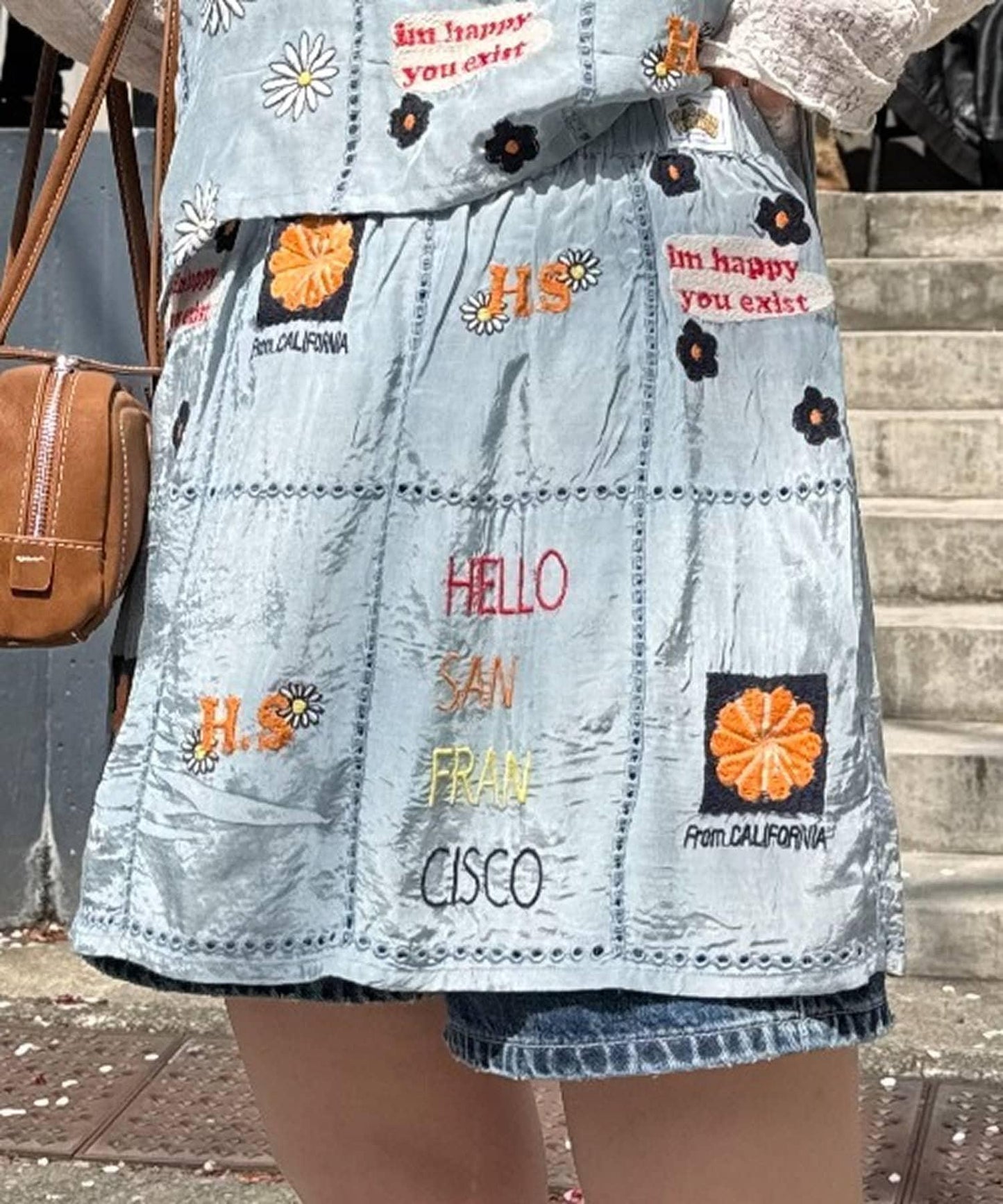 【HELLO.SANFRANCISCO/哈羅舊金山】原刺繡卷邊裙