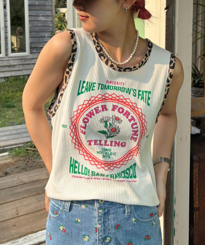 【HELLO.SANFRANCISCO】混搭豹紋拼接細管背心