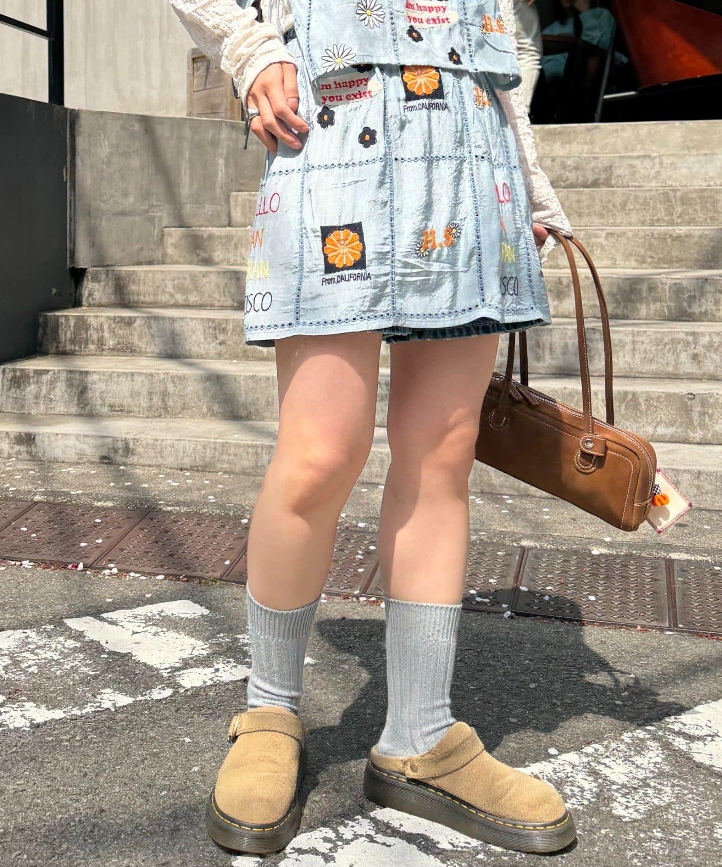 【HELLO.SANFRANCISCO/哈羅舊金山】原刺繡卷邊裙
