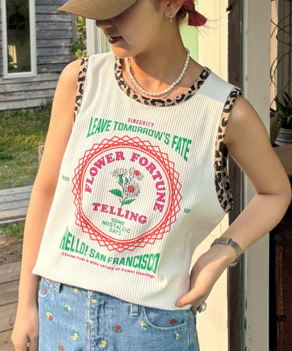 【HELLO.SANFRANCISCO】混搭豹紋拼接細管背心