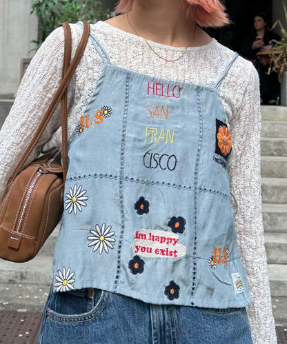 【HELLO.SANFRANCISCO/哈羅舊金山】原刺繡緞面吊帶