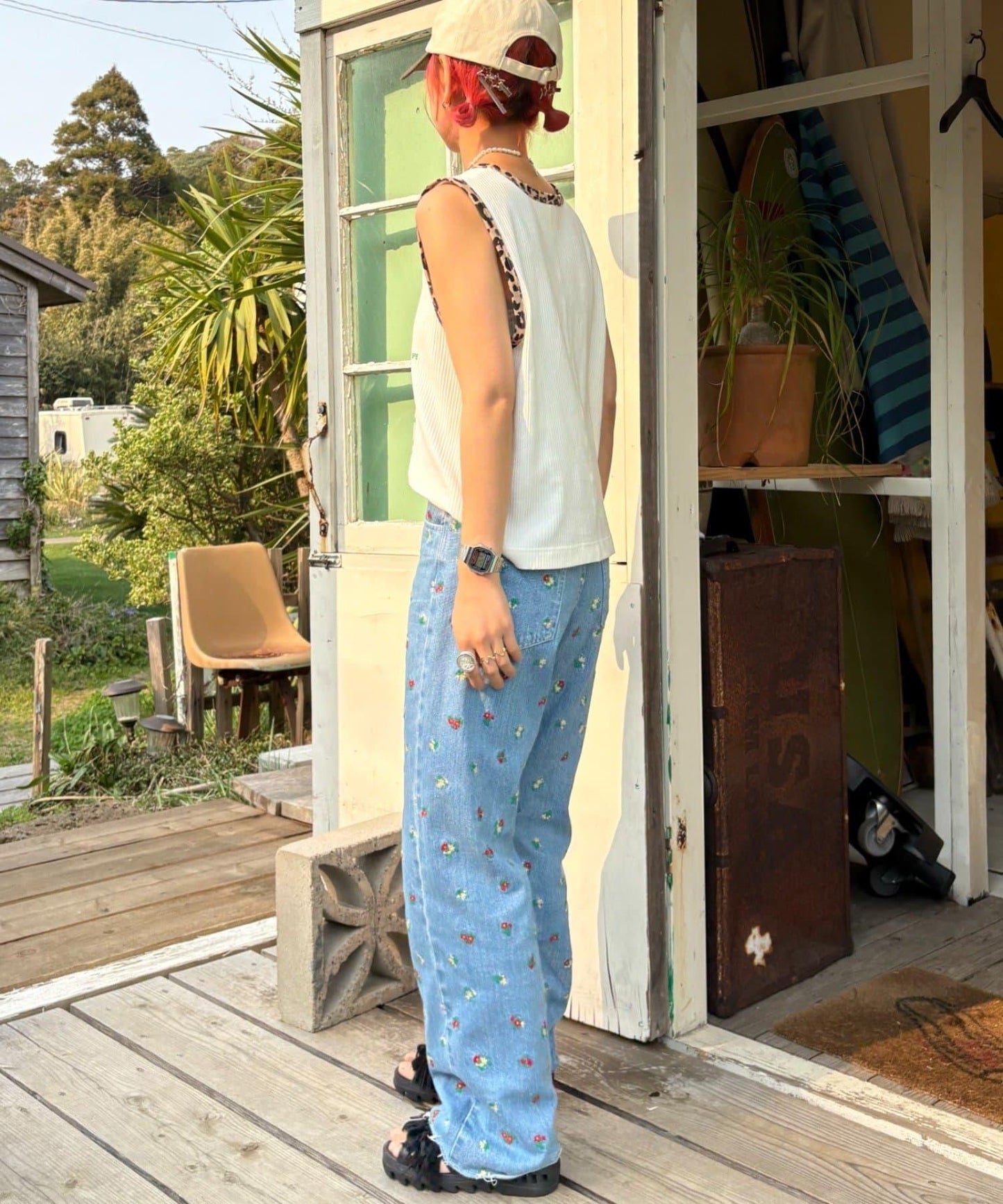 【HELLO.SANFRANCISCO】混搭豹紋拼接細管背心