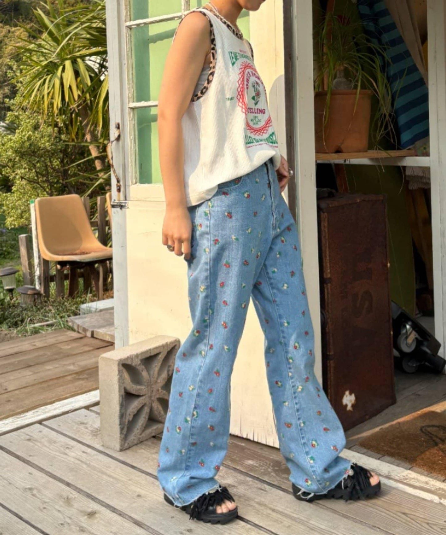 【HELLO.SANFRANCISCO】混搭豹紋拼接細管背心