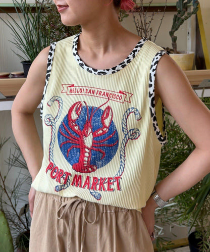 【HELLO.SANFRANCISCO】混搭豹紋拼接細管背心