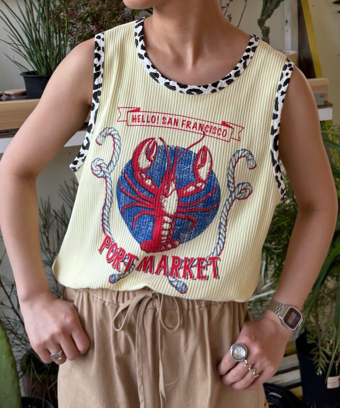 【HELLO.SANFRANCISCO】混搭豹紋拼接細管背心