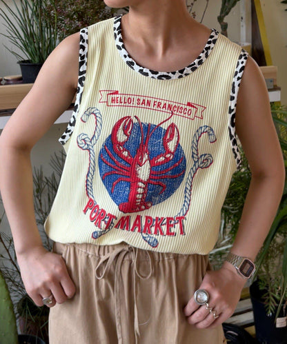 【HELLO.SANFRANCISCO】混搭豹紋拼接細管背心