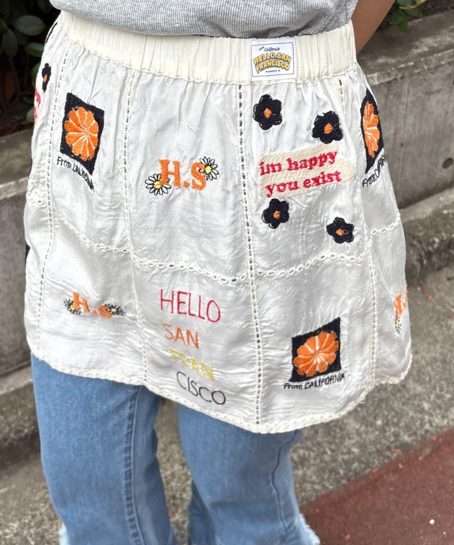 【HELLO.SANFRANCISCO/哈羅舊金山】原刺繡卷邊裙