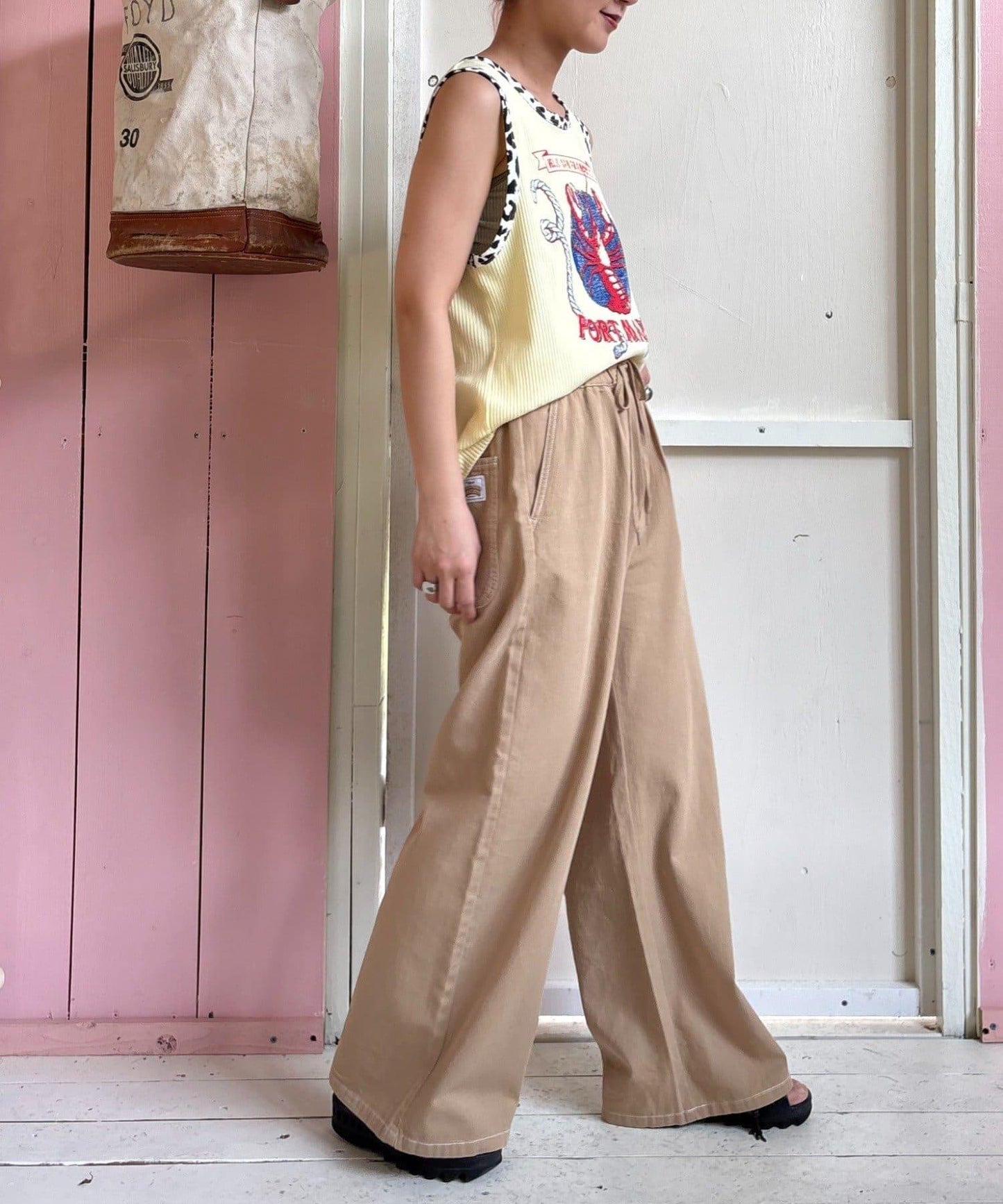 【HELLO.SANFRANCISCO】混搭豹紋拼接細管背心