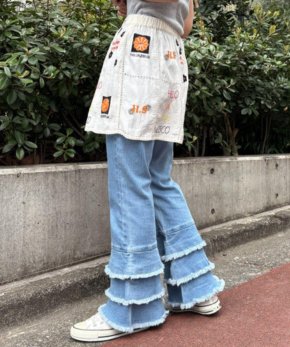 【HELLO.SANFRANCISCO/哈羅舊金山】原刺繡卷邊裙