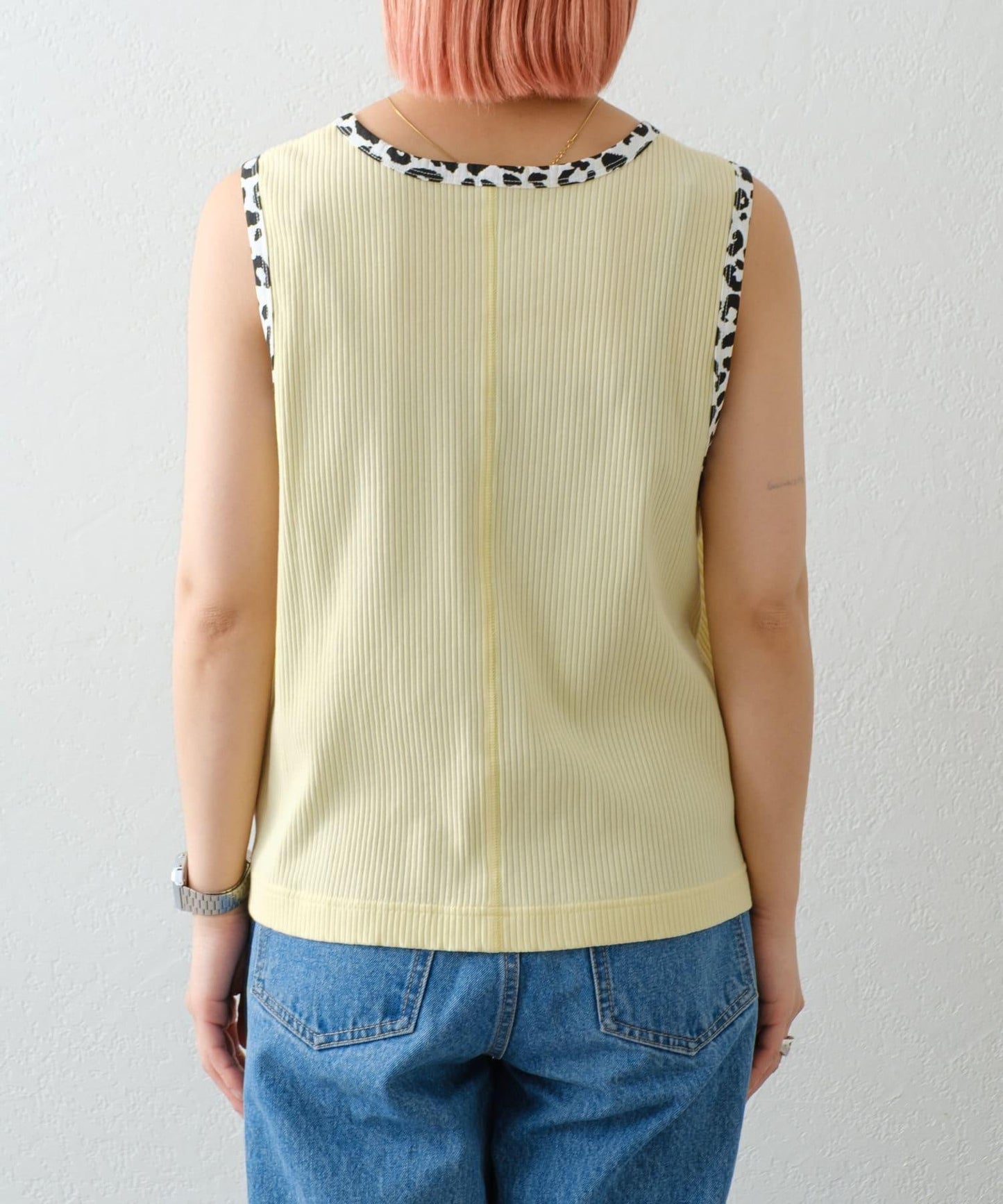 【HELLO.SANFRANCISCO】混搭豹紋拼接細管背心