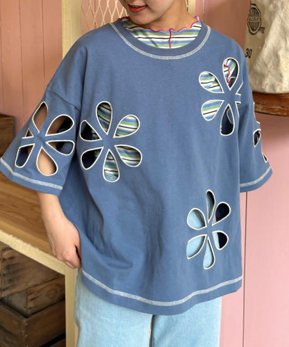 【HELLO.SANFRANCISCO】花朵剪裁寬鬆T恤