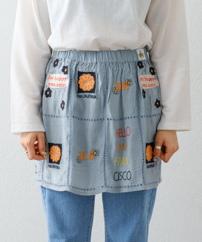 【HELLO.SANFRANCISCO/哈羅舊金山】原刺繡卷邊裙