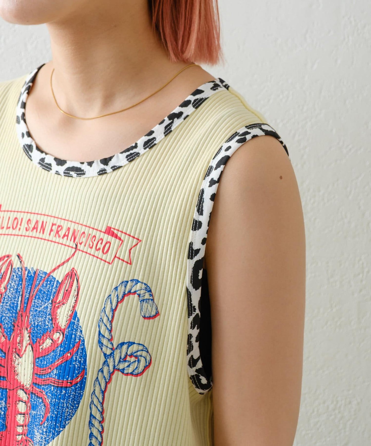 【HELLO.SANFRANCISCO】混搭豹紋拼接細管背心