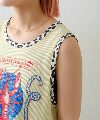 【HELLO.SANFRANCISCO】混搭豹紋拼接細管背心