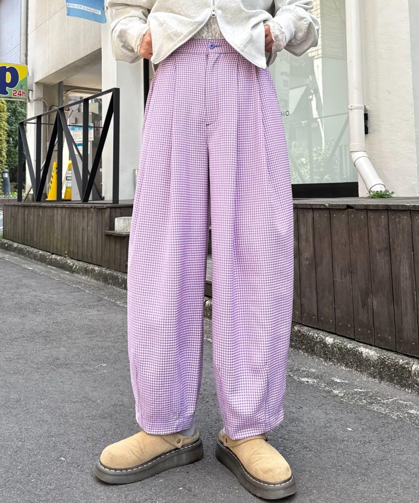 【HELLO.SANFRANCISCO】格子印花休閒褲