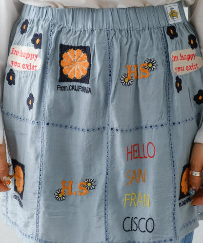 【HELLO.SANFRANCISCO/哈羅舊金山】原刺繡卷邊裙