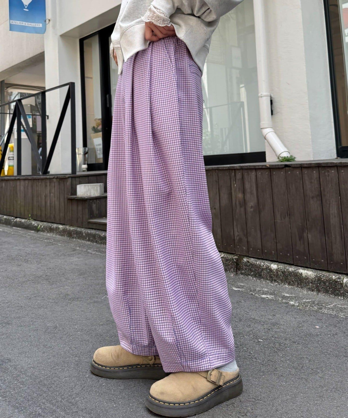 【HELLO.SANFRANCISCO】格子印花休閒褲