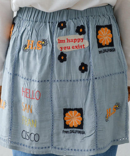 【HELLO.SANFRANCISCO/哈羅舊金山】原刺繡卷邊裙