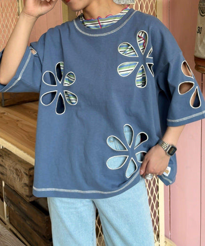 【HELLO.SANFRANCISCO】花朵剪裁寬鬆T恤