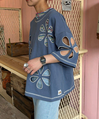 【HELLO.SANFRANCISCO】花朵剪裁寬鬆T恤