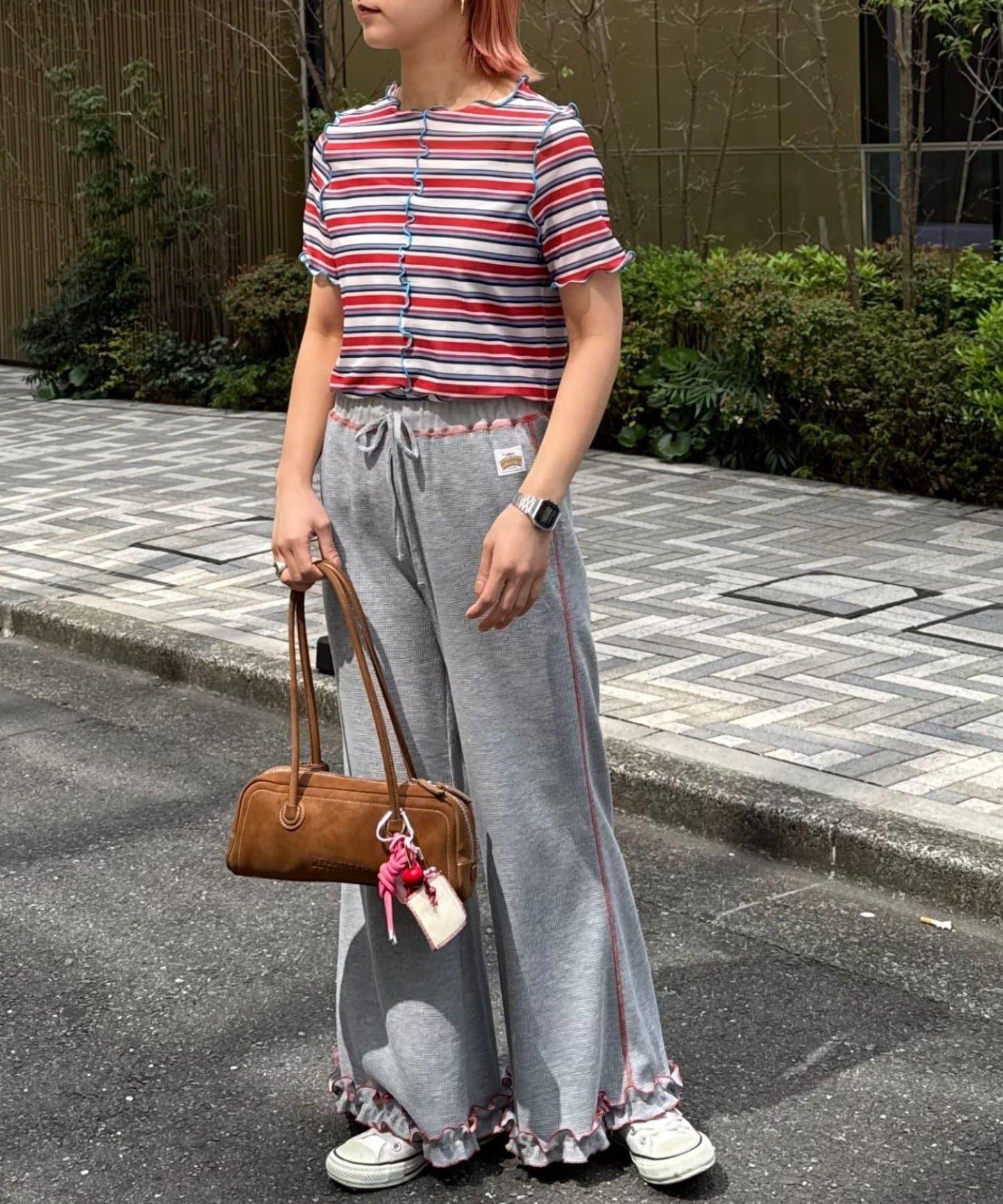 【HELLO.SANFRANCISCO】多色條紋露肩上衣