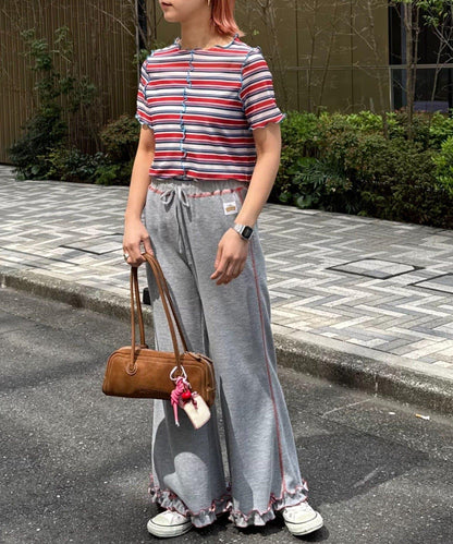 【HELLO.SANFRANCISCO】多色條紋露肩上衣