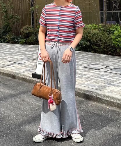 【HELLO.SANFRANCISCO】多色條紋露肩上衣