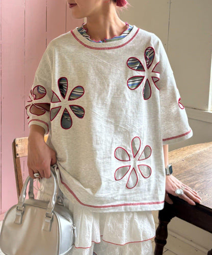 【HELLO.SANFRANCISCO】花朵剪裁寬鬆T恤