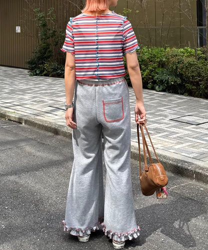 【HELLO.SANFRANCISCO】多色條紋露肩上衣