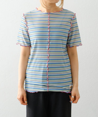 【HELLO.SANFRANCISCO】多色條紋露肩上衣