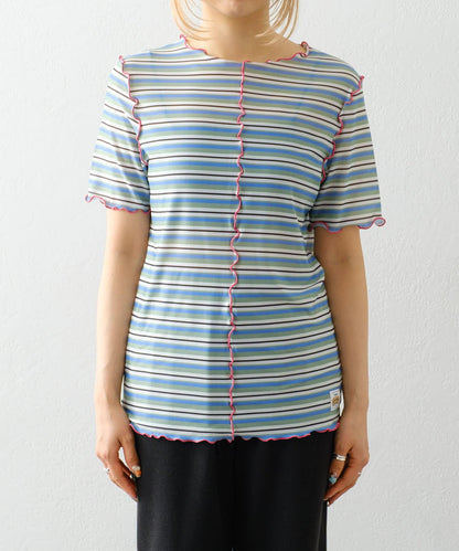 【HELLO.SANFRANCISCO】多色條紋露肩上衣