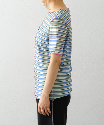 【HELLO.SANFRANCISCO】多色條紋露肩上衣