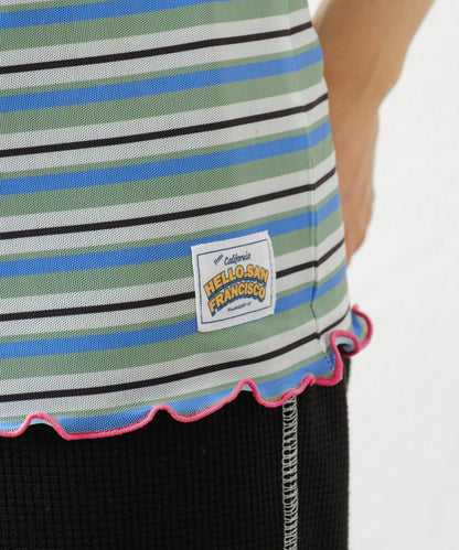 【HELLO.SANFRANCISCO】多色條紋露肩上衣