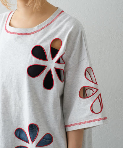 【HELLO.SANFRANCISCO】花朵剪裁寬鬆T恤